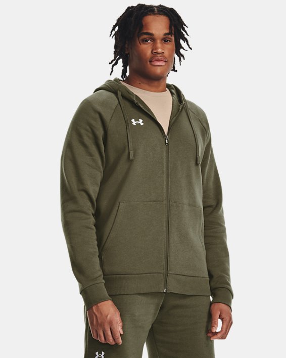 Men's UA Rival Fleece Full-Zip Hoodie, Green, pdpMainDesktop image number 0